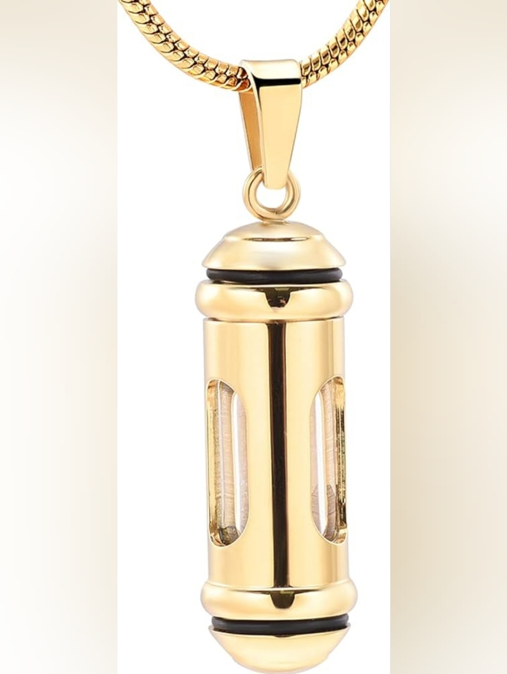 Glass Cylinder Stainless Steel Keepsake Urn Memorial Necklace Gold New
